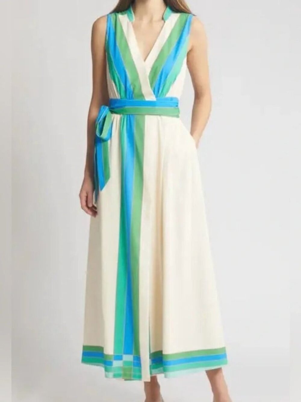 Ciebon Carmine tie belt sleeveless maxi wrap dress Size Large